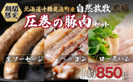 鹿追産 自然放牧黒豚 圧巻の豚肉（おすすめ加工品つめあわせセット） 【 ふるさと納税 人気 おすすめ ランキング 黒豚豚豚肉黒豚肉黒豚生ソーセージ黒豚ベーコン黒豚ロースハム北海道 鹿追町 送料無料 】 SKN009
