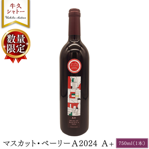 【 数量限定 】 マスカット・ベーリーＡ2024 A+ 750ml ワイン ミディアムボディ お酒 牛久シャトー 酸味 ワイナリー 赤ワイン ぶどう 葡萄 贈り物 1088919 - 茨城県牛久市
