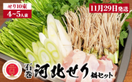 【11月29日発送】せり鍋 セット 4-5人前 せり 長ねぎ パックご飯 スープ 鶏肉 セリ セリ鍋 河北せり 野菜 鍋