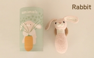 No.353-01 amimals ラトル Rabbit ／ 赤ちゃん おもちゃ 手編み あみぐるみ うさぎ 兵庫県