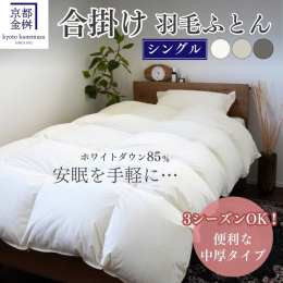 【ふるさと納税】羽毛布団 掛け布団『シングル』 合い掛け 日本製 ホワイトダックダウン85%？ &#8810;寝具 布団 国産 便利 シンプル 無地 軽量