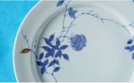 A35-252 古染金彩バラ絵 八寸段付丸皿 神田陶器店
