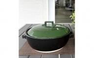 日本製 陶器製 プレーン仕切り二食土鍋 TWINS グリーン＜ina063TW＞【1453693】