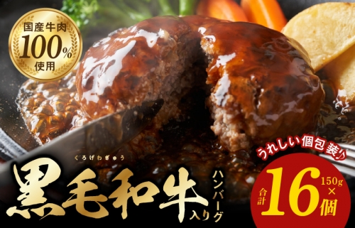 黒毛和牛入り 国産牛肉100％ ハンバーグ 150g×16個 個包装 G832 1100110 - 大阪府泉佐野市