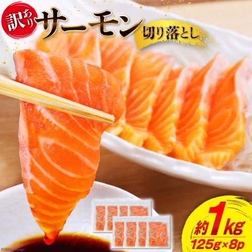 訳あり 無添加 サーモン 切り落とし おさしみ用 1kg 125gx8p [足利本店 宮城県 気仙沼市 20564313] 魚 魚介類 鮭 お刺し身 刺し身 刺身 生 生食 個包装 チリ銀鮭 銀鮭 海鮮 海鮮丼 魚介