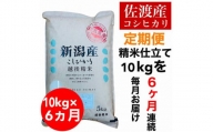 【毎月定期便】佐渡羽茂産コシヒカリ 5kg×2袋(精米)　全6回