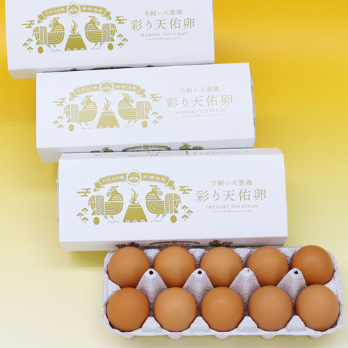 平飼い八雲鶏(やくもどり)　彩り天佑卵(てんゆうらん) 10個×3パック