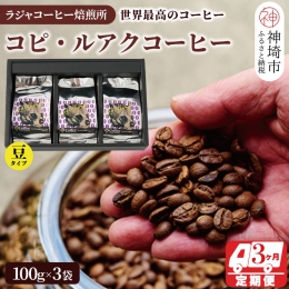 【ふるさと納税】ジャコウネコ珈琲 コピ・ルアク 100g×3袋 合計300g【3回定期便】【最高級豆 幻のコーヒー】(H070106)