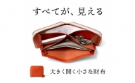 大きく開く小さな財布 二つ折り財布 サイフ HUKURO 栃木レザー 全6色【オレンジ】