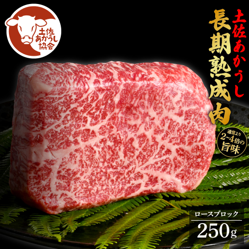 土佐あか牛協会が認定する「土佐熟成あかうし」 特選ロースブロック 250g エイジングビーフ 国産 あか牛 赤牛 牛肉 和牛 冷凍配送 真空パック お祝い 高知 芸西村 贈り物 贈答 ギフト 1105433 - 高知県芸西村