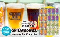 【12回定期便】オラホビール3種飲み比べ20本セット
