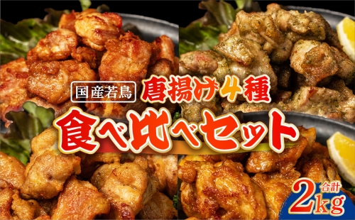 国産 若鶏唐揚げ セット 4種類 2kg（500g×4パック） 1107955 - 熊本県八代市