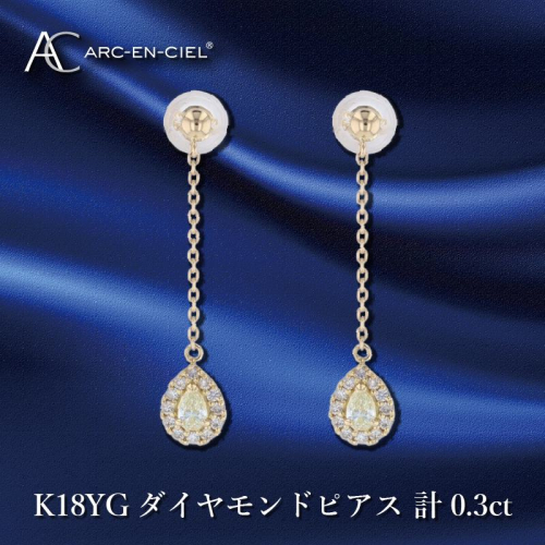 ARC-EN-CIEL K18ダイヤピアス ダイヤ計0.3ct【鑑別書付き ジュエリー プレゼント ギフト ファッション アクセサリー 贈り物 贈答 お祝い 記念日】 J045-4 1109599 - 大阪府泉佐野市