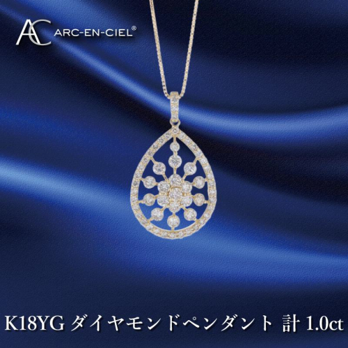 アルカンシェル K18YGダイヤペンダント ダイヤ計1.00ct【鑑別書付き ジュエリー プレゼント ギフト ファッション アクセサリー 贈り物 贈答 お祝い 記念日】 J048-4 1109602 - 大阪府泉佐野市