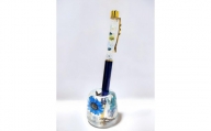 【Art grace】クリスタルハーバリウムボールペン(ミッドナイトブルー)＆ハーバリウムペン立て(ブルー)セット