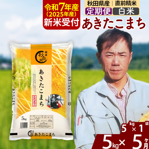※令和7年産 新米予約※《定期便5ヶ月》秋田県産 あきたこまち 5kg【白米】(5kg小分け袋) 2025年産 お届け時期選べる お届け周期調整可能 隔月に調整OK お米 みそらファーム 1111442 - 秋田県北秋田市
