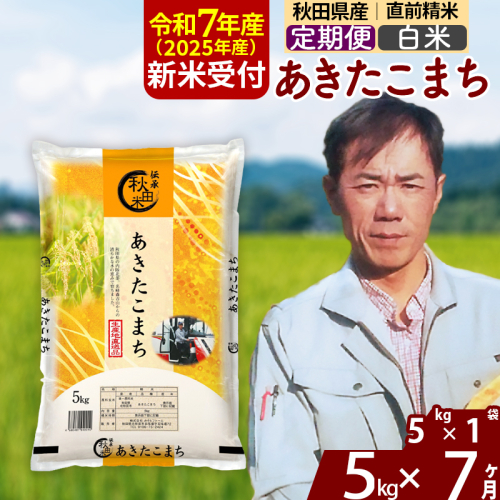 ※令和7年産 新米予約※《定期便7ヶ月》秋田県産 あきたこまち 5kg【白米】(5kg小分け袋) 2025年産 お届け時期選べる お届け周期調整可能 隔月に調整OK お米 みそらファーム 1111444 - 秋田県北秋田市