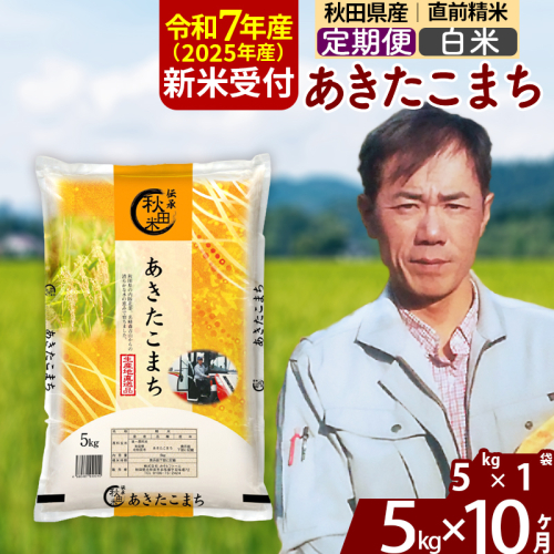 ※令和7年産 新米予約※《定期便10ヶ月》秋田県産 あきたこまち 5kg【白米】(5kg小分け袋) 2025年産 お届け時期選べる お届け周期調整可能 隔月に調整OK お米 みそらファーム 1111448 - 秋田県北秋田市