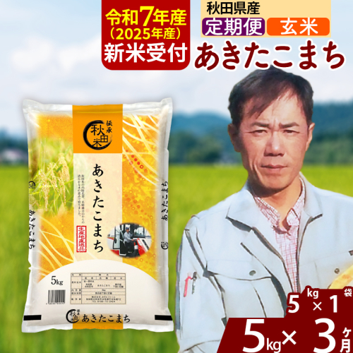 ※令和7年産 新米予約※《定期便3ヶ月》秋田県産 あきたこまち 5kg【玄米】(5kg小分け袋) 2025年産 お届け時期選べる お届け周期調整可能 隔月に調整OK お米 みそらファーム 1111530 - 秋田県北秋田市