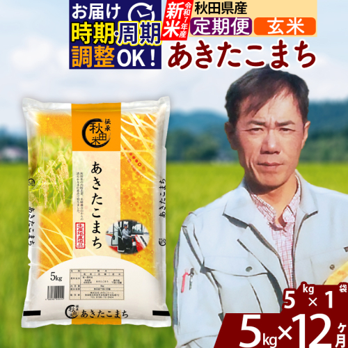 ※令和7年産 新米※《定期便12ヶ月》秋田県産 あきたこまち 5kg【玄米】(5kg小分け袋) 2025年産 お届け時期選べる お届け周期調整可能 隔月に調整OK お米 みそらファーム 1111539 - 秋田県北秋田市