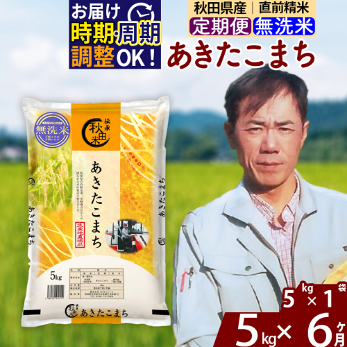 ※令和7年産※《定期便6ヶ月》秋田県産 あきたこまち 5kg【無洗米】(5kg小分け袋) 2025年産 お届け時期選べる お届け周期調整可能 隔月に調整OK お米 みそらファーム 1111584 - 秋田県北秋田市