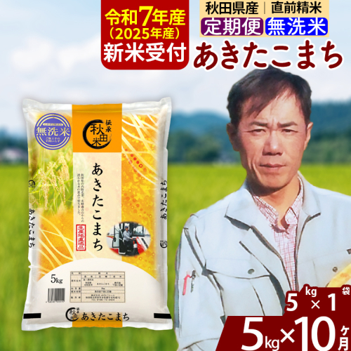 ※令和7年産 新米予約※《定期便10ヶ月》秋田県産 あきたこまち 5kg【無洗米】(5kg小分け袋) 2025年産 お届け時期選べる お届け周期調整可能 隔月に調整OK お米 みそらファーム 1111588 - 秋田県北秋田市
