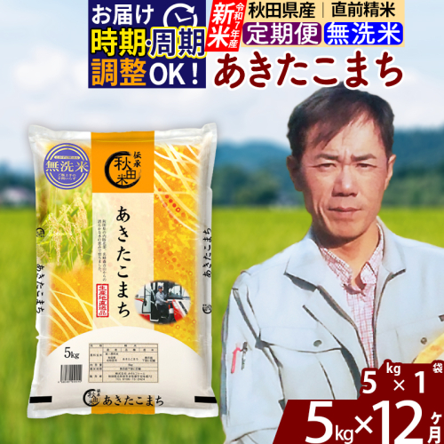 ※令和7年産 新米※《定期便12ヶ月》秋田県産 あきたこまち 5kg【無洗米】(5kg小分け袋) 2025年産 お届け時期選べる お届け周期調整可能 隔月に調整OK お米 みそらファーム 1111590 - 秋田県北秋田市
