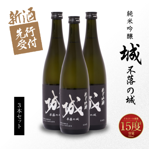 ＜【先行予約】令和8年産 木城町・毛呂山町 新しき村友情都市コラボ 日本酒 純米吟醸「城 ～不落の城」3本＞ K21_0040 1113109 - 宮崎県木城町