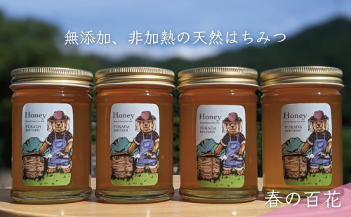 合計920g 天然蜂蜜 国産蜂蜜 非加熱 生はちみつ 岐阜県 美濃市産 春 (蜂蜜230g入りガラス瓶4本)A4 深田養蜂のハチミツ 1114299 - 岐阜県美濃市