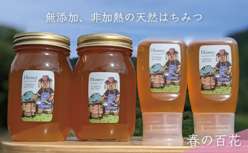 合計1800g 天然蜂蜜 国産蜂蜜 非加熱 生はちみつ 岐阜県 美濃市産 春 (蜂蜜600g入りガラス瓶2本,蜂蜜300g入りピタッとボトル2本のセット)A16 1114310 - 岐阜県美濃市