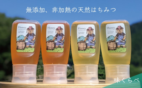 【先行予約 2025年6月20日より発送】合計1200g 天然蜂蜜 国産蜂蜜 非加熱 生はちみつ 岐阜県 美濃市産 味比べ 蜂蜜300g入りピタッとボトル4本セットC6 深田養蜂のハチミツ 1114331 - 岐阜県美濃市