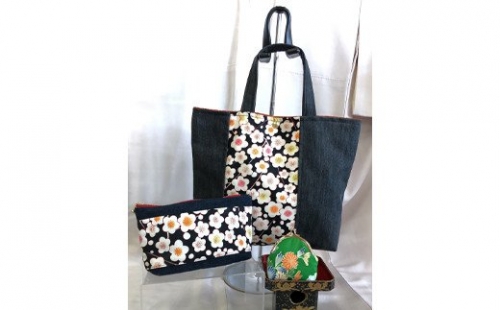 着物 デニム リメイク3点セット トートバッグ ポーチ がま口 0059 Au Pay ふるさと納税