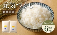 令和5年産 元気つくし 6kg (3kg×2) 清らかな水で育った 福岡県産 特別栽培米
