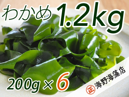 しゃきしゃき 湯通し塩蔵わかめ 1.2kg （200g x 6パック） 国産 三陸産 海野海藻店 わかめ 塩蔵わかめ 湯通し不要 111978 - 茨城県大洗町