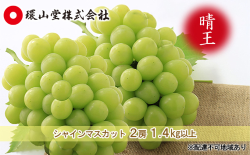 ぶどう 2025年 先行予約 シャイン マスカット 晴王 2房 合計1.4kg以上 マスカット ブドウ 葡萄  岡山県産 国産 フルーツ 果物 ギフト 環山堂 1120558 - 岡山県玉野市