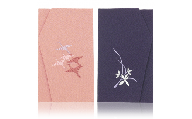 A312　慶弔刺繍ふくさセット（多鶴）ピンク/紫(左開き）