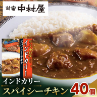 新宿 中村屋 インドカリー スパイシーチキン 40個 レトルト レトルトカレー カレー 常温 温めるだけ 人気 洋食 時短 インドカレー スパイシーカレー 長期保存 災害用 保存食 レンチン レンジ