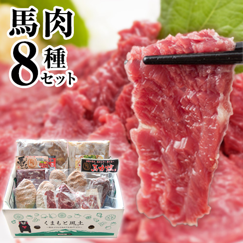 純国産馬肉8種セット 計2200g 熊本肥育 2年連続農林水産大臣賞受賞 送料無料 馬刺し 馬肉 馬スジ ホルモン 燻製 霜降り ハンバーグ 南阿蘇村《30日以内に出荷予定(土日祝除く)》 1123045 - 熊本県南阿蘇村