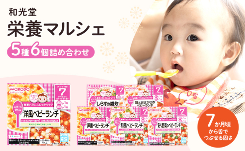 和光堂 栄養マルシェ 5種6個 詰合せ （7か月頃～） WAKODO ベビー フード レトルト 離乳食 子ども 子供 孫 家族 手軽  1126512 - 岡山県里庄町