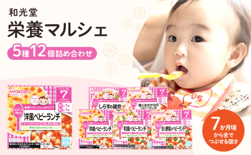 和光堂 栄養マルシェ 5種12個 詰合せ （7か月頃～） WAKODO ベビーフード レトルト 離乳食 子ども 子供 孫 家族 手軽  1126513 - 岡山県里庄町