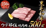 黒毛和牛 焼肉用 500g （250g×2パック） 国産 お肉 和牛 牛 精肉 食品 [№5802-0951]