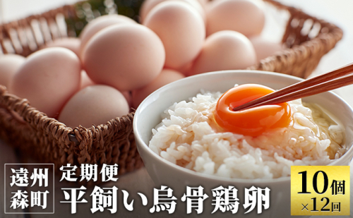 高級卵 定期便 12ヶ月 平飼い 烏骨鶏 卵 10個 入り 平飼い卵 烏骨鶏の卵 朝食 卵かけご飯 葉酸 美容 健康 産地直送 うこっけい たまご 玉子 平飼いたまご 冷蔵 冷蔵配送 遠州の小京都 森町 静岡 静岡県 定期 お楽しみ 12回 1131800 - 静岡県森町