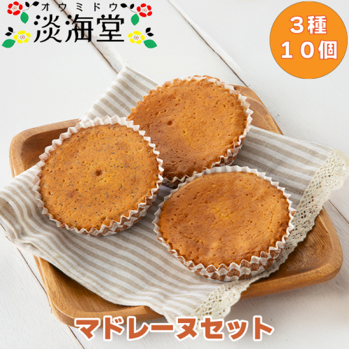 【H-492】淡海堂 マドレーヌセット ３種１０個入り［高島屋選定品］ 113484 - 滋賀県高島市