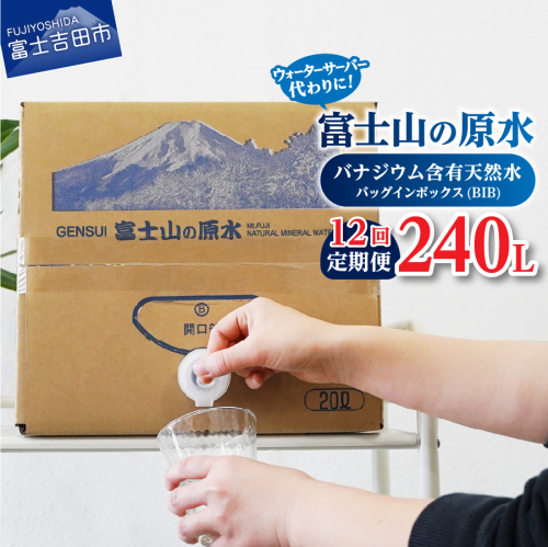 【12か月お届け】バナジウム天然水定期便 富士山の原水 20L BIB 113822 - 山梨県富士吉田市