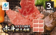 国産牛 赤身 焼き肉 3kg(500g×6パック)【コーシン】