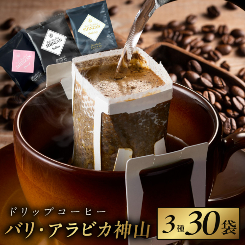 薫るアソート バリ アラビカ神山 ドリップコーヒー 3種30袋 【珈琲 こーひー コーヒー 自家焙煎 オリジナル ギフト キャンプ アウトドア 家計応援】 099H2364 1139047 - 大阪府泉佐野市