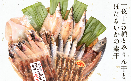 氷見 堀与 一夜干5種とみりん干とほたるいかの素干 富山県 氷見市 干物 詰め合わせ 食べ比べ セット 味醂干し ホタルイカ 1139940 - 富山県氷見市