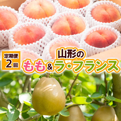 【定期便2回】山形の　もも＆ラ・フランス【令和8年産先行予約】FU23-797 1141815 - 山形県山形市