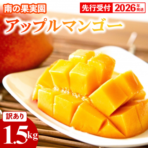 【先行受付】【2026年発送】南の果実園 アップルマンゴー 訳あり品 1.5kg（3～7玉）- 先行予約 沖縄県産 産地直送 南国フルーツ 旬の味覚 季節の果物 ご自宅用 家庭用 沖縄県 八重瀬町 1142012 - 沖縄県八重瀬町