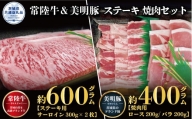 【ステーキ焼肉セット】常陸牛ステーキ600ｇ・美明豚焼肉用400ｇ（茨城県共通返礼品）